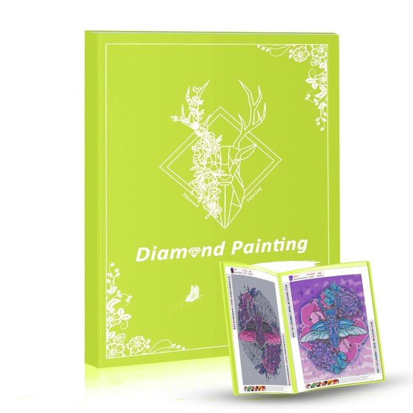 Pykaqil Diamond Painting Picture Album, Diamond Painting Storage A3, Diamond Painting Collection Folder, A3 Folder for Diamond Painting Pictures 30 x 40 cm (Green, 30 Pages Holds 60 Sheets)