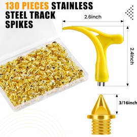 130 Pack 3/16 Inch Stainless Steel Pyramid Track Spikes with Wrench