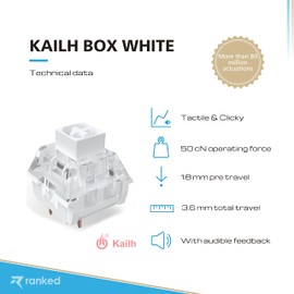 Kailh Box Key Switches for Mechanical Gaming Keyboards | Plate Mounted (Kailh Box White, 90 Pcs)