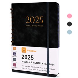 Vinddoor 2025 Planner Weekly and Monthly, 2025 Daily Planner January 2025 - December 2025, 2025 Planners for Women or Men with Calendar Book Planners with A5 (6.0" x 8.5") - Black
