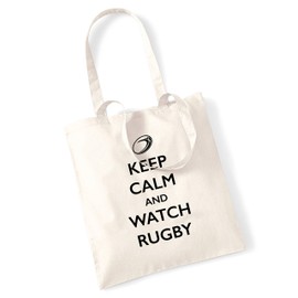 Keep calm and watch rugby tote bag