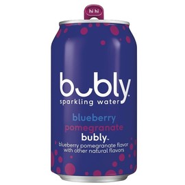Bubly Sparkling Water, 12 fl oz Cans, Blueberry Pomegranate, 18 Count