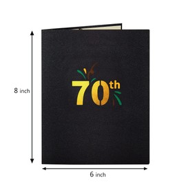 HOMANGA Happy 70th Birthday Pop Up Card, 70th Birthday Card with Note and Envelope, 70th Birthday Gifts for Husband, Wife, Men, Women, 70 Years 3D Pop Up Birthday Greeting Card 6" x 8"