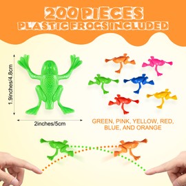 Silipull 200 Pack Jumping Plastic Frogs for Kids Toys Bulk 2 Inches Assorted Colors Party Frogs for Party Favors Goody Bag Fillers Classroom Prize