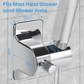 Zikenis Shower Holder, No Drilling, Suction Cup with 360° Rotating Shower Holder for Shower Head, Adjustable Shower Holder, Bathroom Suction Cup for Wall Rail, for Long-Term Use in Bathroom, Silver