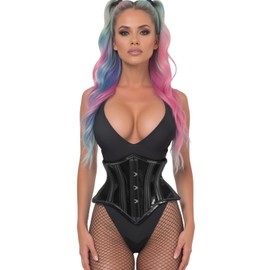 Lavish Clear Black Curvy Cut Mini Cincher Corset (Small)