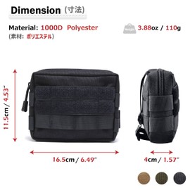 Azarxis Tactical Admin Molle - Bolsa militar EDC - Bolsa de herramientas multiusos multiusos para actividades al aire última intervensión, revista, linterna, mapa y otras herramientas pequeñas (negro)
