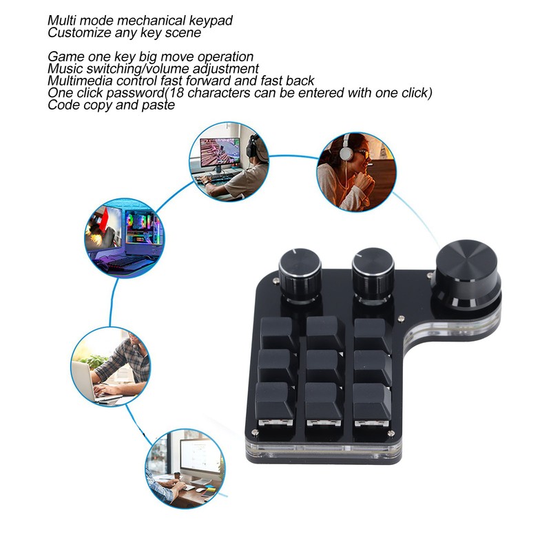 USB Mini Macro Mechanical Gaming Keyboard Programmable 9 Keys 3