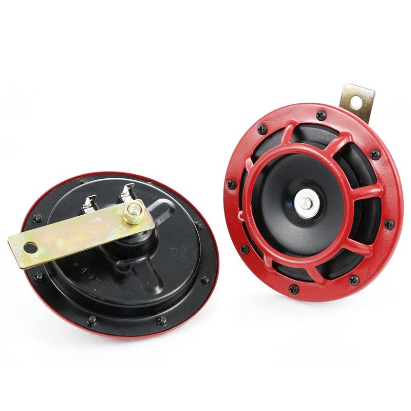 2 x 12V RED HORNS ELECTROMAGNETIC KLAXONS WITH BRACKETS /NO