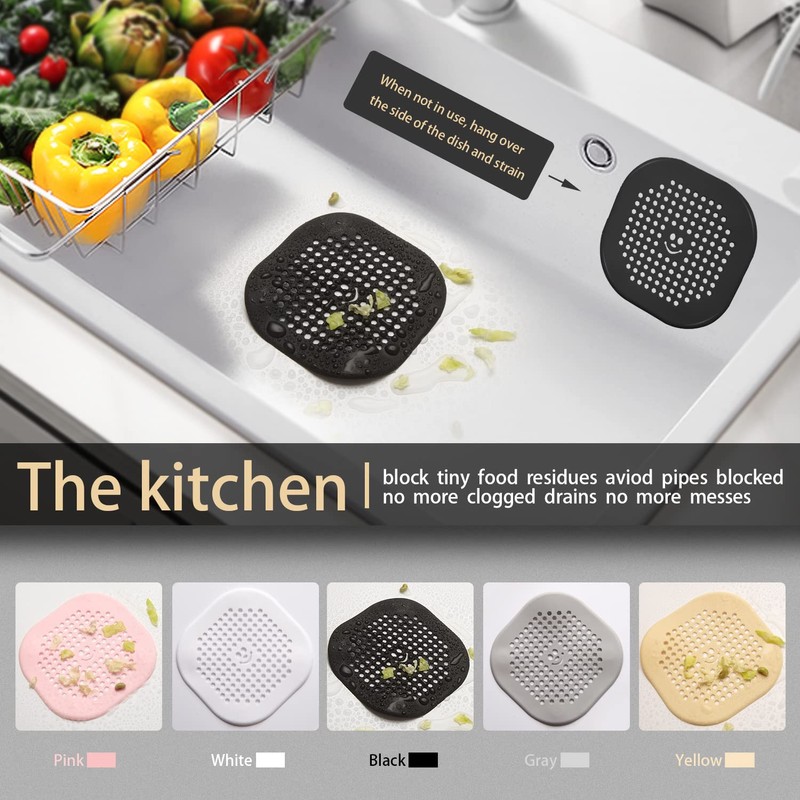 2 Pack Drain Hair Catcher Silicone Drain Protector Hair Stopper