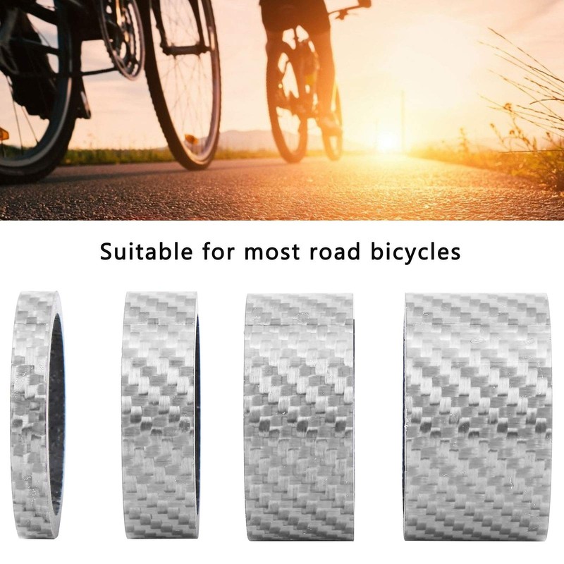 Tissting Bike Carbon Fiber Headset Spacer, 2 Set Carbon Fiber