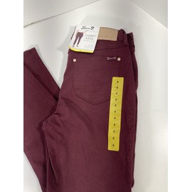 Seven7 Tummy Less Skinny Jeans Women 8 30X31 Maroon Denim High Rise Stretch NWT