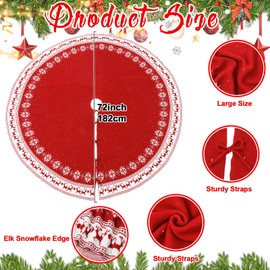72 Inch Christmas Knitted Tree Skirt Giant Rustic Christmas Tree Mat with Snowflake Reindeer Extra Large Xmas Ornaments for Home Merry Xmas Winter New Year Holiday Party