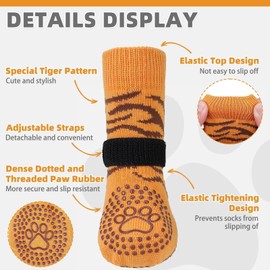 KOOLTAIL Non-slip dog socks, double-sided handles, dog socks for licking to prevent scratches on hardwood floors, outdoor dog shoes and paw protection for small, medium and large