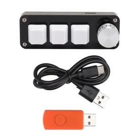 Mini 3 Key Keypad with Knob Custom Programming Hot Swappable Blue Switch One Handed Macro Mechanical Keyboard for Gaming