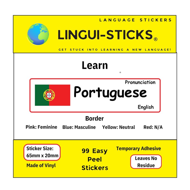 Lingui-Sticks Language Learning Stickers - Educational Stickers to Learn Portuguese