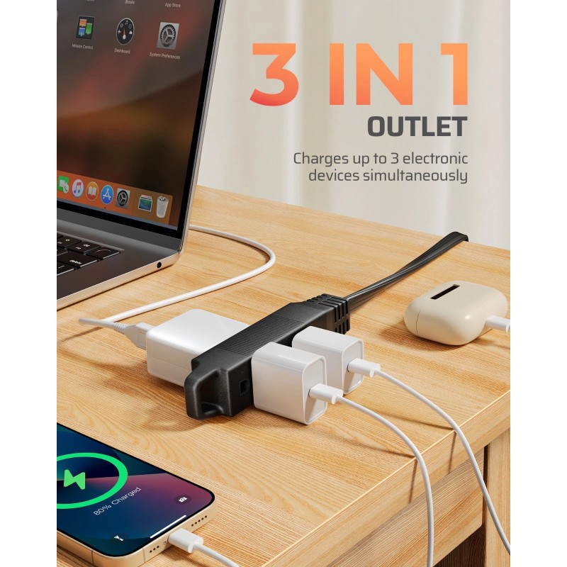 DEWENWILS 6FT 360° Rotating Flat Plug Extension Cord/Wire, 16AWG Multi