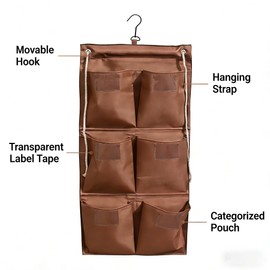Upgraded Cleaning Cart Bag Comes with Varying Numbers of Pockets,Hanging Storage Bags and Miscellaneous Bags,Cleaning cart Linen cart Sorting Cleaning Cloth Bags (Vertical - 6 Pockets)