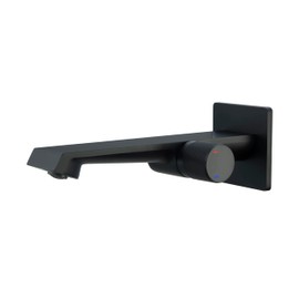Modern Wall Mount Bathroom Faucet – Matte Black, Solid Brass Single Handle with Rough-in Valve for Concealed Installation