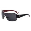 Khan Shuffle - One Piece Shield Sunglasses (Black Red)