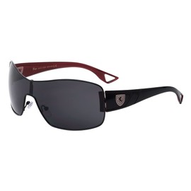 Khan Shuffle - One Piece Shield Sunglasses (Black Red)
