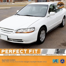 WEELMOTO Halogen Headlights for 1998-2002 Honda Accord Headlights Compatible with 1998 1999 2001 2002 Accord Headlamp Replacement Black Housing Passenger & Driver Side