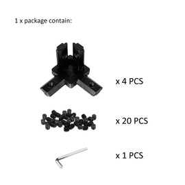 BLCCLOY 4Pcs 2020 Aluminum Extrusion T Slot Corner Bracket 20 Series Extruded Hardware 3 Way Tri Connector with Set Screw for 20/20 2040 T V Slot Black Aluminum Profile Frame Fitting