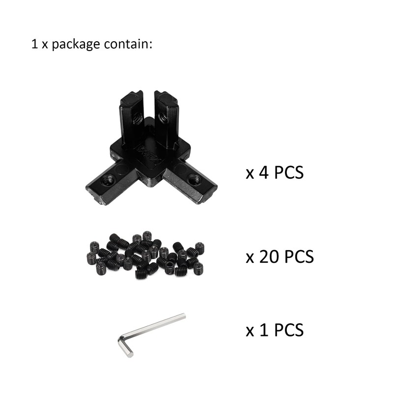BLCCLOY 4Pcs 2020 Aluminum Extrusion T Slot Corner Bracket 20