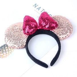 3D Cosplay Costume Mouse Ears Headband, Glitter Sequin Hairbands Party Decoration for Women Girls Kids