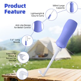 Hibbent Portable Bidet for Travel, Handheld Travel Bidet for Personal Hygiene Care, Personal Cleansing Use, Extended Nozzle, 17oz(500ml) Bathroom Toilet Spray, Purple