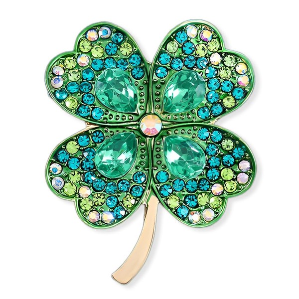 XGALBLA St. Patrick's Day Good Luck Rhinestone Shamrock Four Leaf
