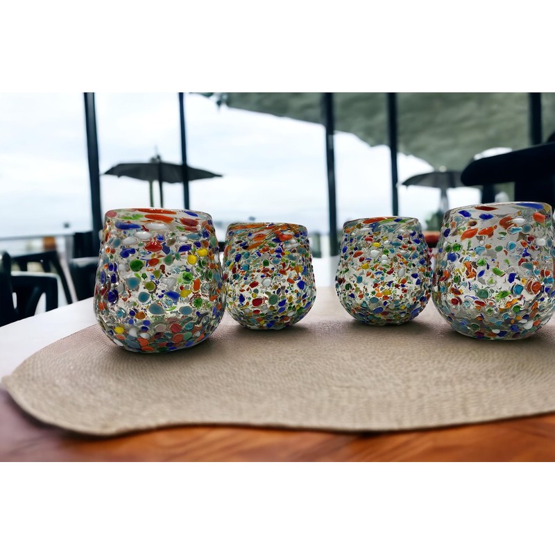 Mexican Confetti Rock Wine Glasses - Set of 2 |