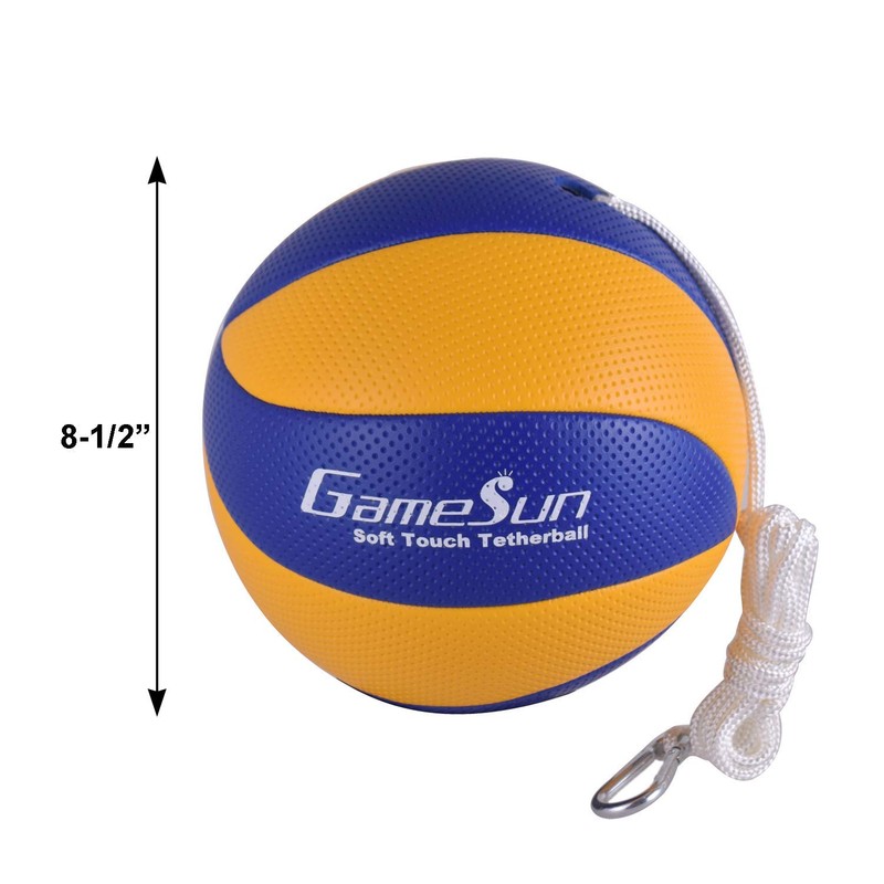 Tetherball Ball and Rope with Carabineer, Soft Touch, Portable Tetherballs