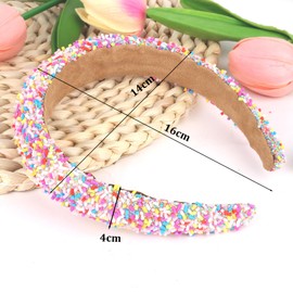 KIUEZIR Sprinkle Thick Padded Headband for Women - Wide Hairbands with Pink Confetti Design & Non-Slip Flocked Lining, Party Hair Accessories for Birthdays, Easter & Christmas Stocking Fillers