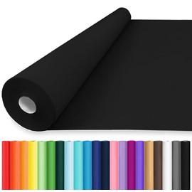 Vanhench 24"x2520"(210') Black Solid Color Wrapping Paper, Art Kraft Construction Paper for Bouquet Flower Crafts, Packing, Poster, Bulletin Board, Floor Covering & Table Runner
