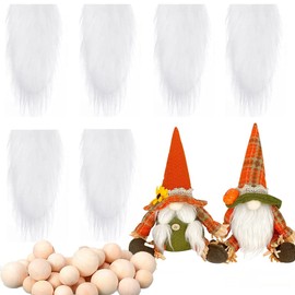 ISAKEN 6 Piece Gnome Beard for Crafts Beard with Wooden Balls Set, Gnome Beard, Funny Fake Beard, Dwarf Beard, Easter Decoration, Gnome Beard, Crafts for Christmas, Valentine's Day, St. Patrick's Day,