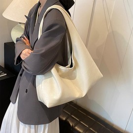 JOLILUNA Burgundy Purse Large Tote Bags for Women Slouchy Hobo Bag Leather Hobo Bags for Women, White