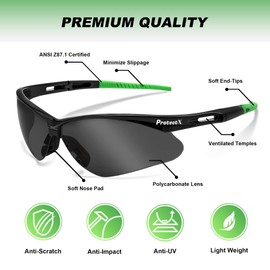 ProtectX Tinted Safety Glasses for Men Women, ANSI Z87.1 Rated, UV Protection, Anti Fog, Impact Resistant, Wrap-Around Polycarbonate Lenses