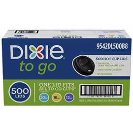 Dixie Perfec Touch Domed Plastic, Hot Cup Lid for 12 Ounce/16 Ounce, Black, 500 Count