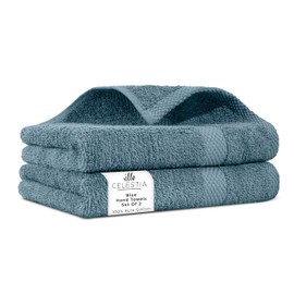 Villa Celestia 100% Cotton Hand Towel Set of 2, (16 x 28 inches) Sustainable, Soft, Highly Absorbent, Quick Drying, Combed Cotton Hand Towels Pack of 2 Ideal for Hotels, Spa, Bathroom, Dorm, Silver