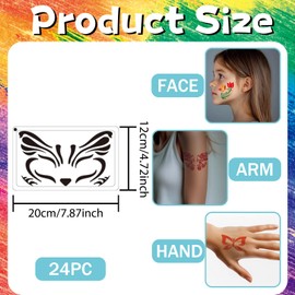 PLIGREAT 24 Pcs Animal Pattern Face Paint Stencils Face Body Painting Stencil Tattoo Painting Templates Leopard Cat Butterfly Mermaid Print Stencils for Party Holiday Painting Makeup Temporary Tattoo