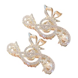 OHPHCALL Metal Hair Claw Clip for Thick Hair Large Claw Clips Rhinestone Music Note Design