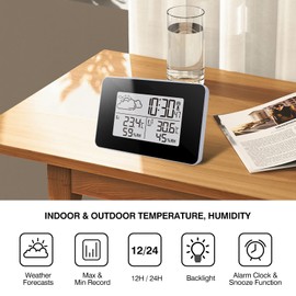 eMylo Wireless Weather Station with Outdoor Sensor, Digital Backlight, Multifunctional Wireless Weather Station with Thermometer, Hygrometer, Indoor and Outdoor LCD Display, Weather Forecast and Alarm