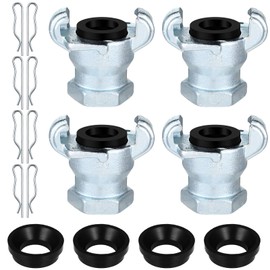 Therwen 4 Sets 3/4 inch Chicago Air Fittings NPT Iron Air Hose Fitting 2 Lug Universal Coupling for Female and Male End(Female End)