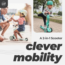 Scoot & Ride 2-in-1 Ride-On & Stand Kids Scooter, Ages 1 to 5, Highwaykick 1, Kiwi