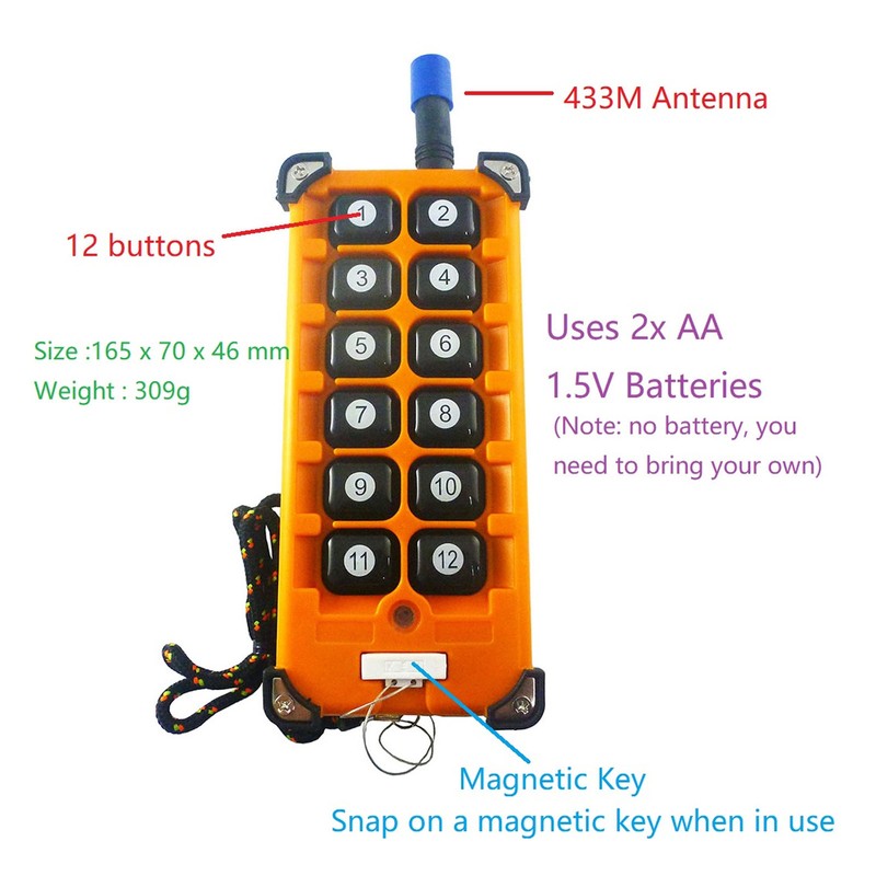 12 Button 433M Remote Control Encoder with Antenna 12 Channel