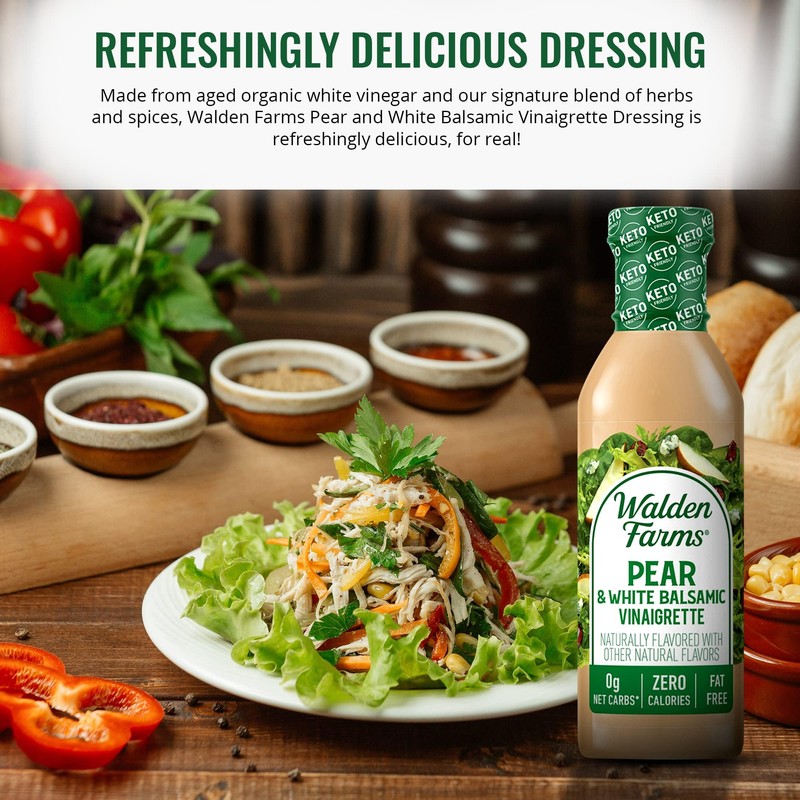Walden Farms Pear & White Balsamic Vinaigrette Salad Dressing 12Oz