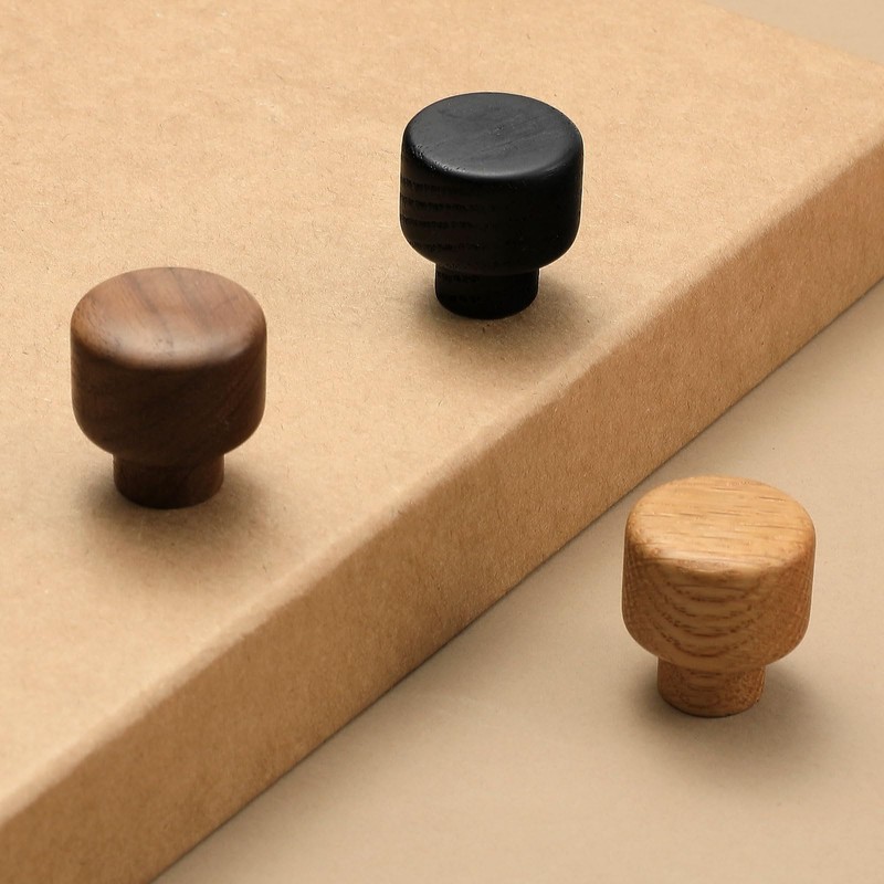 Evionlin 8 pcs Walnut Wood Round Chinese-Style Cute Cabinet Door