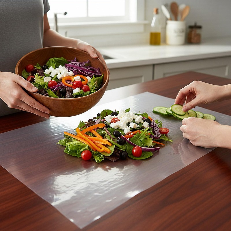Premium Disposable Clear Plastic Counter Liners - 26" x 26",