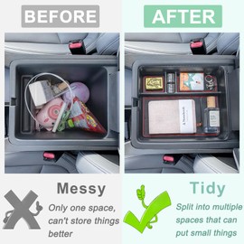 PIMCAR Center Console Organizer for 2023-2026 Honda Pilot, 2024-2026 Honda Ridgeline/Passport Upgrade Design Tray Accessories Interior Armrest Box Divider ABS Plastic Material-Red Trim